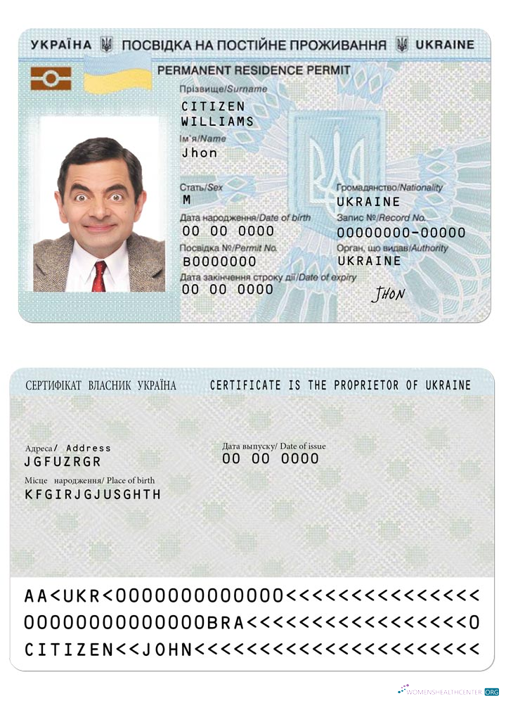 Download Ukraine residence permit Photoshop template